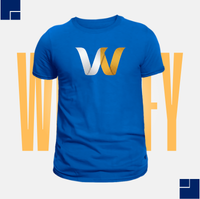 Blue custom printed corporate shirt featuring the Wrapify logo for branding and promotional apparel services